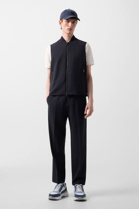Virgin Wool Waistcoat Jeff In Navy Blue