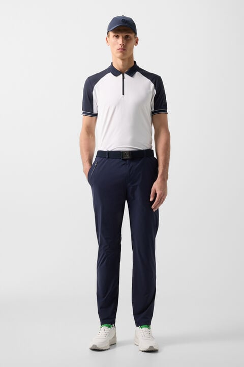 Fabius Functional Short-Sleeved Top In White/Navy Blue