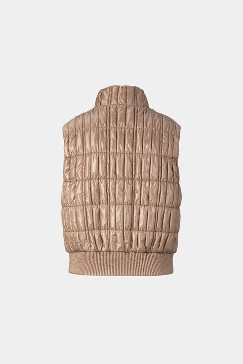 Sally Quilted Waistcoat In Camel