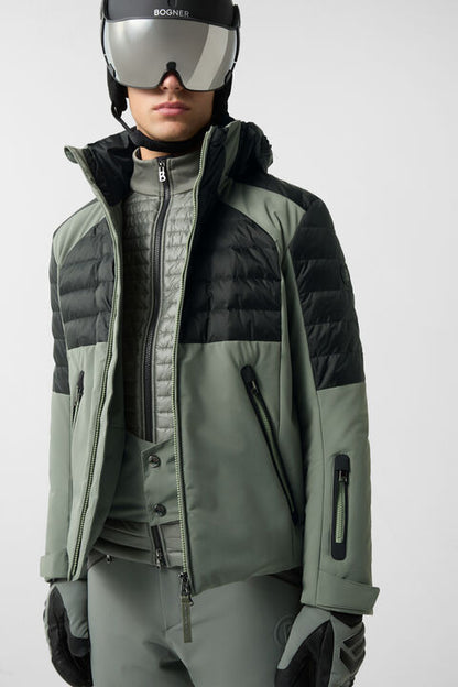 Henik Down Ski Jacket In Eucalyptus/Black
