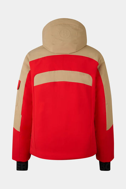 Danjo Down Ski Jacket In Red/Beige