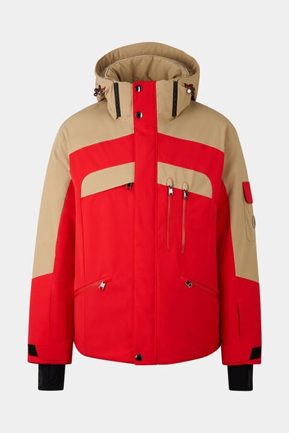 Danjo Down Ski Jacket In Red/Beige