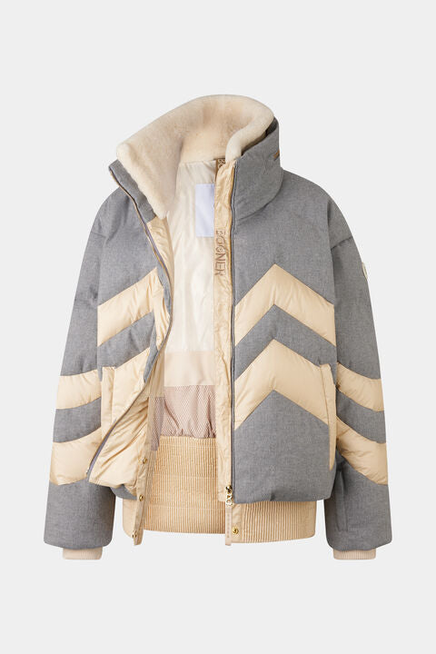 Valea Down Ski Jacket In Grey/Cream