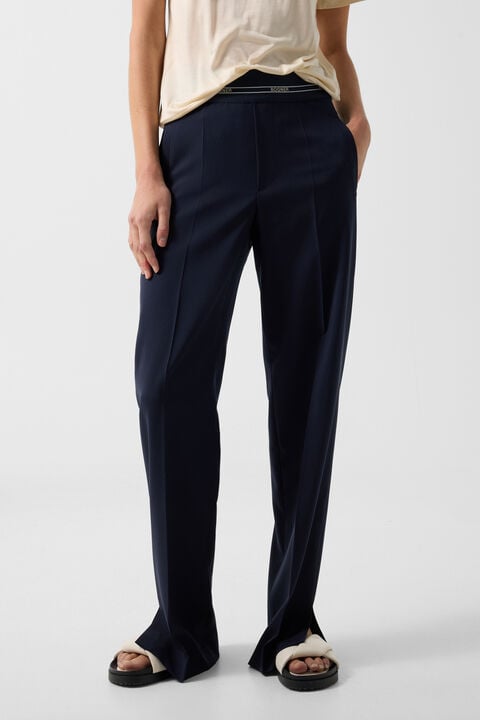 Terry Virgin Wool Trousers In Navy Blue