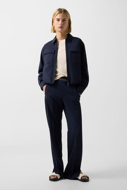 Terry Virgin Wool Trousers In Navy Blue