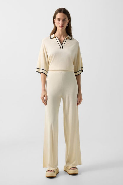 Paula Knitted Trousers In Cream