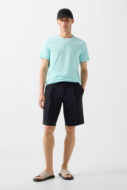 Johny pleated shorts in Navy blue