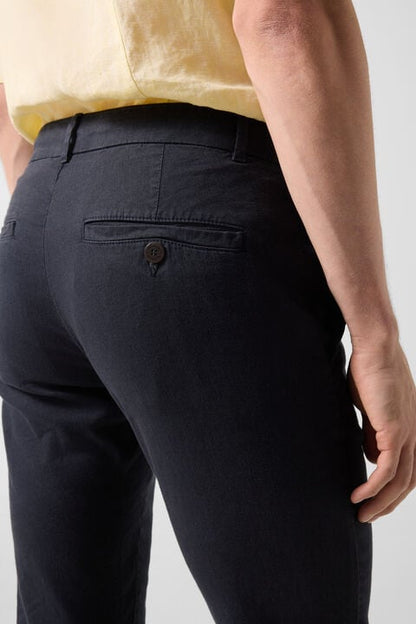 Linen Mix Chinos Riley Casual In Black