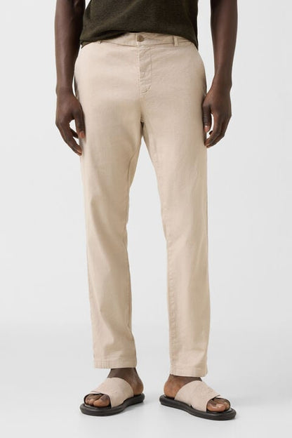 Linen Mix Chinos Riley Casual In Beige