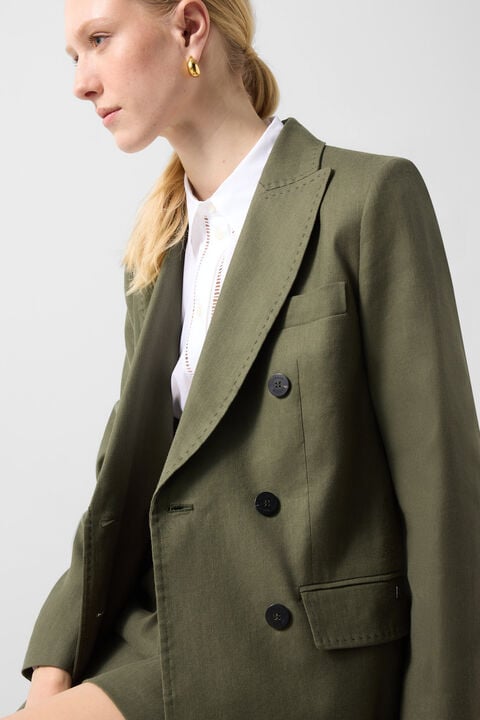 Linen Mix Blazer Hillary In Olive Green