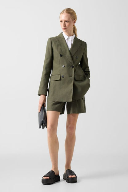 Linen Mix Blazer Hillary In Olive Green