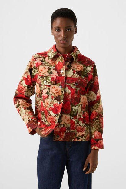 Jaclyn Denim Jacket In Red/Green