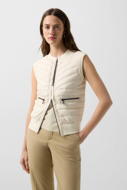 Zira Down Knitted Waistcoat In Cream