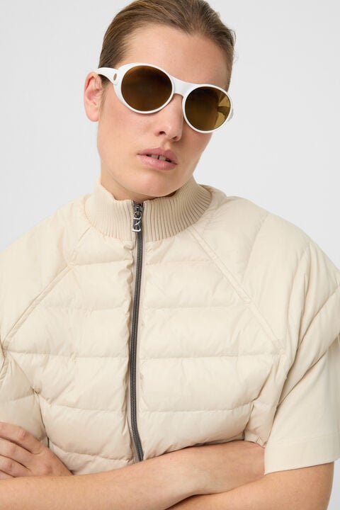 Nahla Hybrid Down Waistcoat In Sand