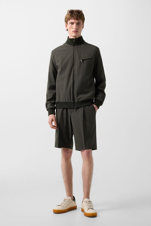 Virgin Wool Jacket Milan In Olive Green