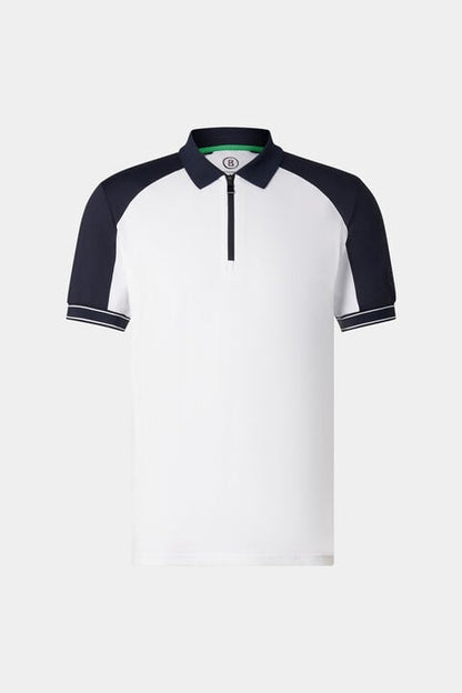 Fabius Functional Short-Sleeved Top In White/Navy Blue
