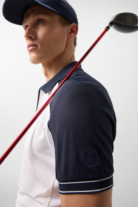 Fabius Functional Short-Sleeved Top In White/Navy Blue