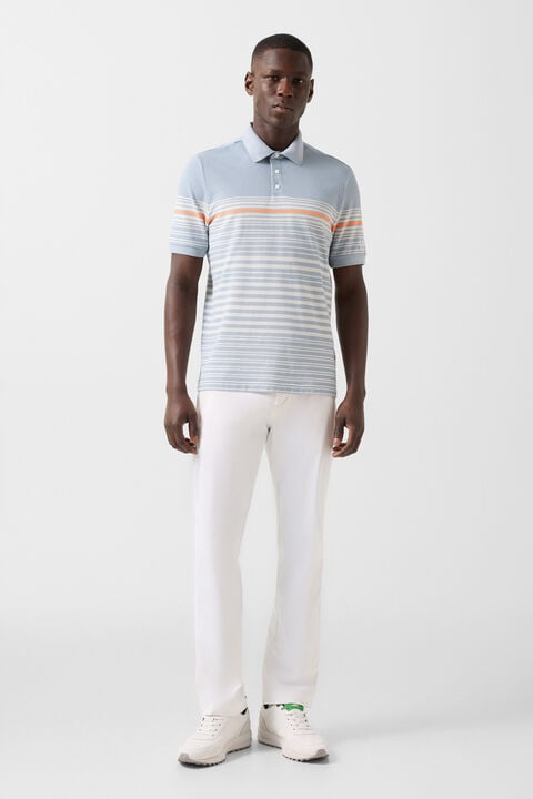 Jannes Polo Shirt In Misty Blue/White/Orange