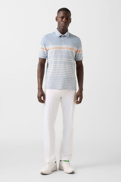 Jannes Polo Shirt In Misty Blue/White/Orange
