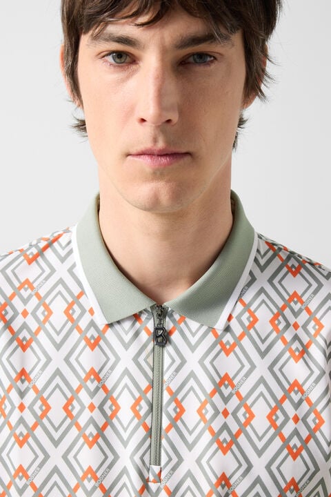 Valentin Functional Short-Sleeved Top In Eucalyptus/Orange/White