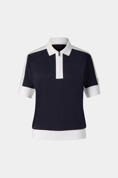 Arabell Functional Short-Sleeved Top In Navy Blue/White