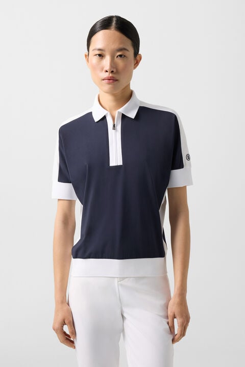 Arabell Functional Short-Sleeved Top In Navy Blue/White