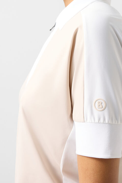 Arabell Functional Short-Sleeved Top In Sand/White