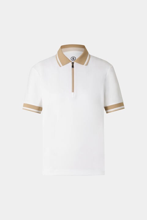 Laurina Functional Short-Sleeved Top In White/Camel