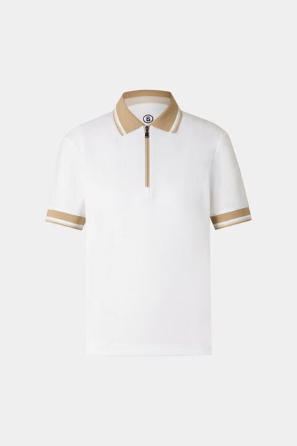 Laurina Functional Short-Sleeved Top In White/Camel