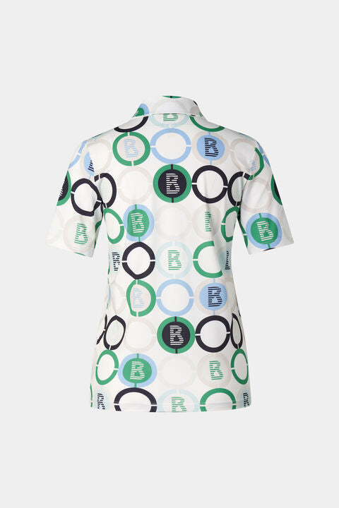 Taya Functional Short-Sleeved Top In Green/Blue/Off-White