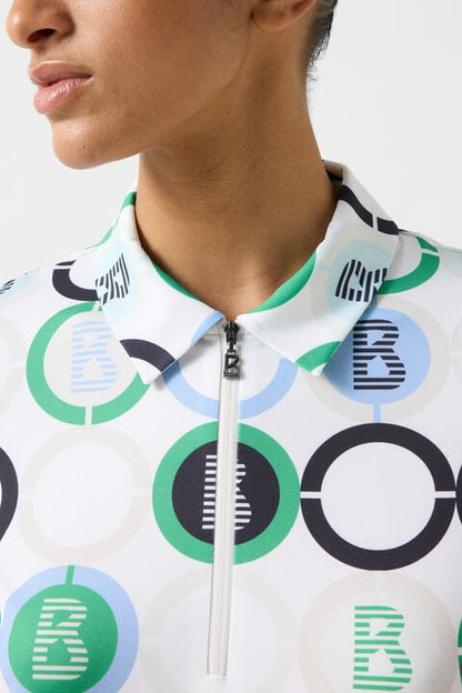 Taya Functional Short-Sleeved Top In Green/Blue/Off-White