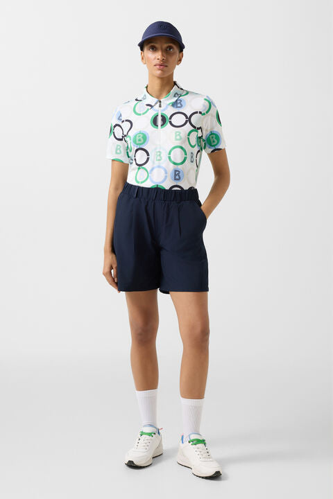 Taya Functional Short-Sleeved Top In Green/Blue/Off-White