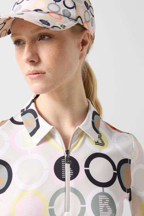 Taya Functional Short-Sleeved Top In Sand/Orange/Grey