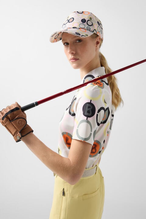 Taya Functional Short-Sleeved Top In Sand/Orange/Grey