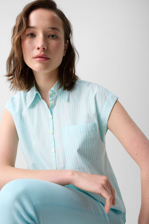 Hunter Cotton Blouse In Cyan-Blue