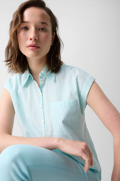 Hunter Cotton Blouse In Cyan-Blue