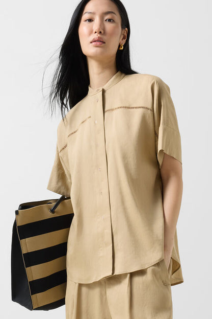 Linen Mix Blouse Cheryl In Camel
