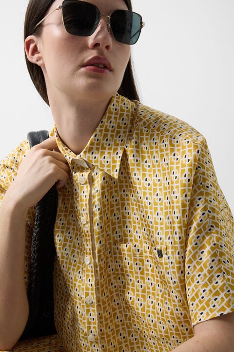 Elvira Silk Blouse In Yellow/Cream