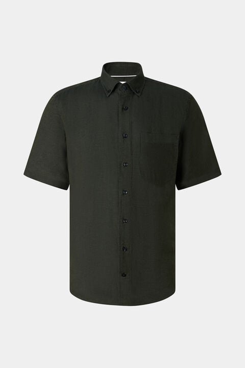 Linen Short-Sleeved Shirt Lykos In Olive Green