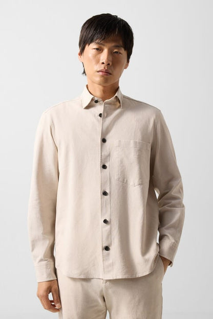 Linen Blend Shirt Heiko In Sand