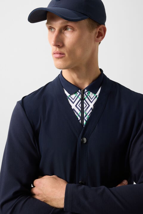 Dario Sweat Cardigan In Navy Blue