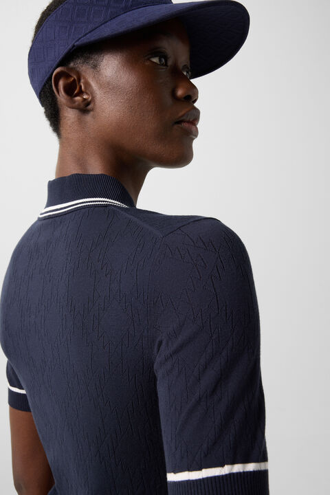 Mandy Knitted Polo Shirt In Navy Blue