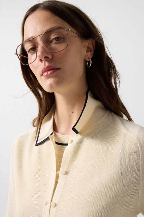 Peaches Silk Knit Jacket In Cream