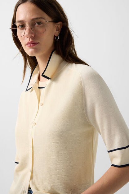 Peaches Silk Knit Jacket In Cream
