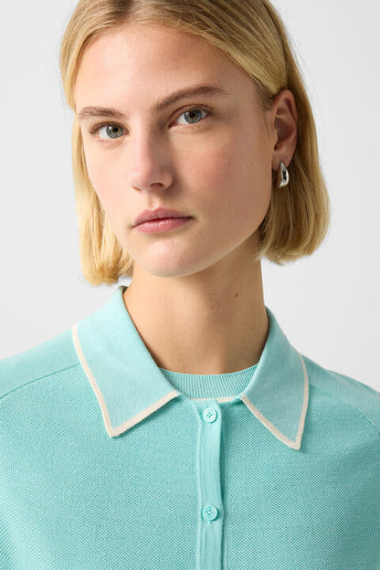 Peaches Silk Knit Jacket In Cyan-Blue
