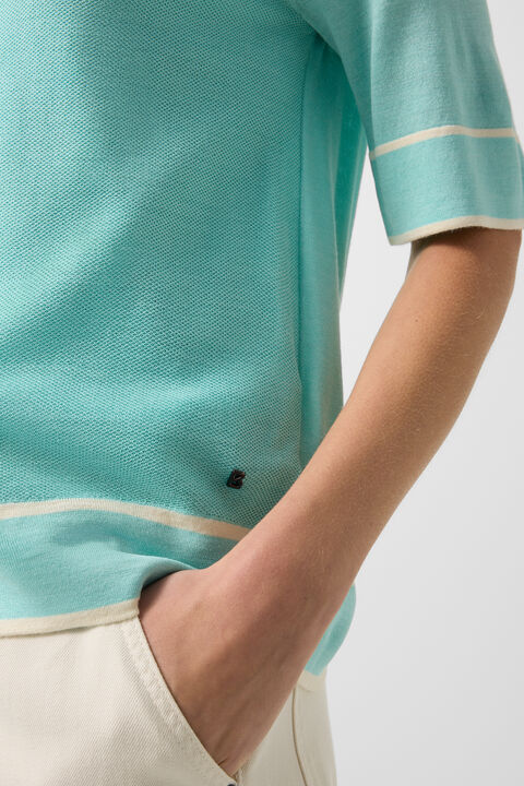 Peaches Silk Knit Jacket In Cyan-Blue