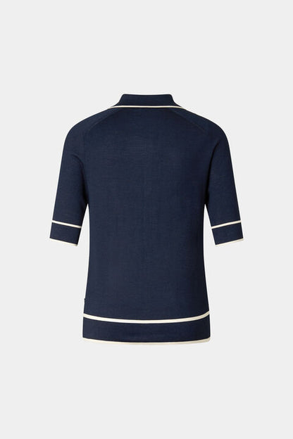 Peaches Silk Knit Jacket In Navy Blue
