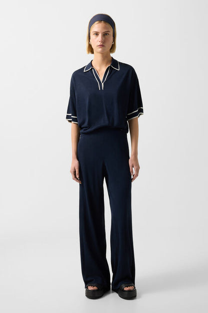 Knitted Shirt Paris In Navy Blue
