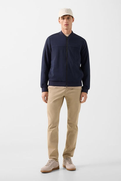 Lennox Jersey Jacket In Navy Blue