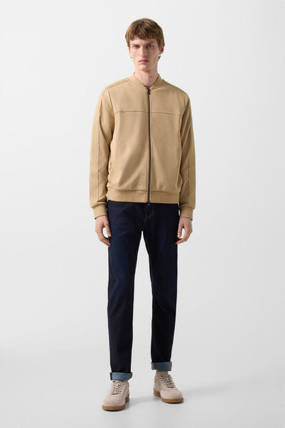 Lennox Jersey Jacket In Camel